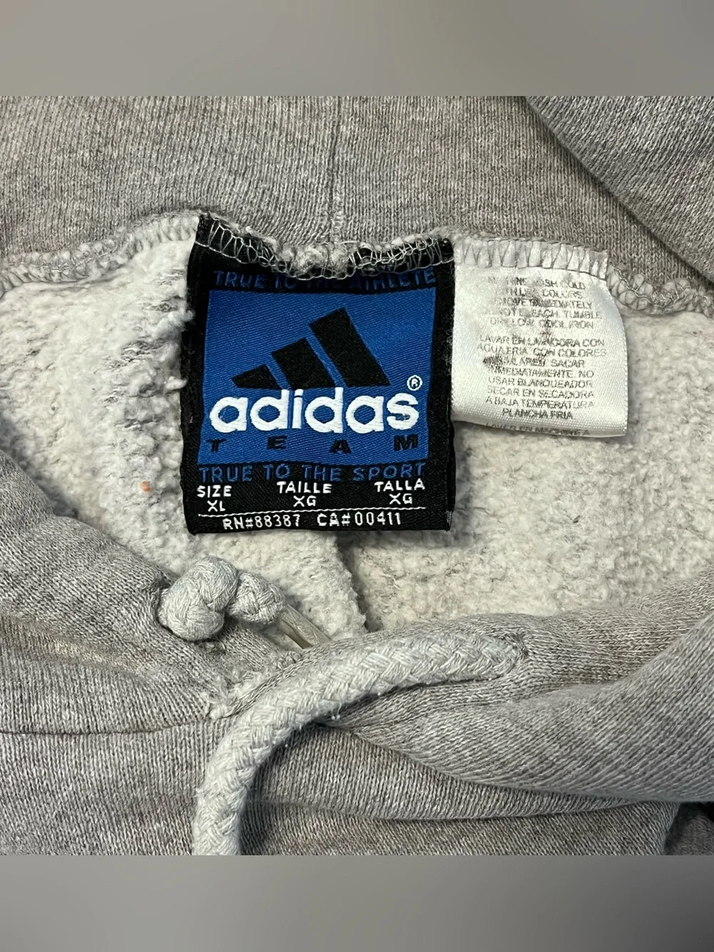 Vintage Adidas Grey Hoodie Mens XL Made in USA